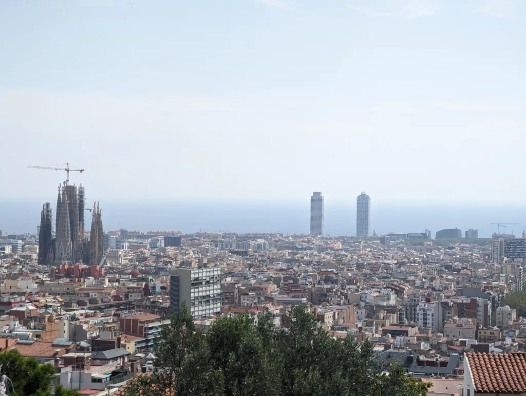 City skyline looking towards the beach and cathederal