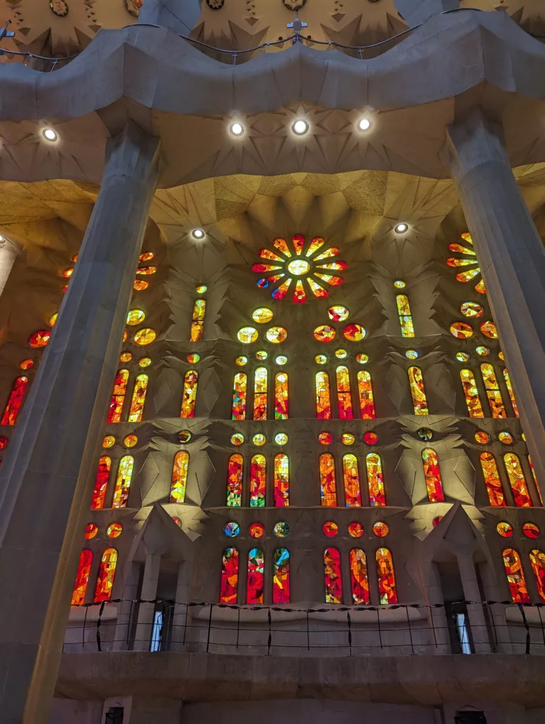 Interior stained glass windows of the Sagrada Familiar