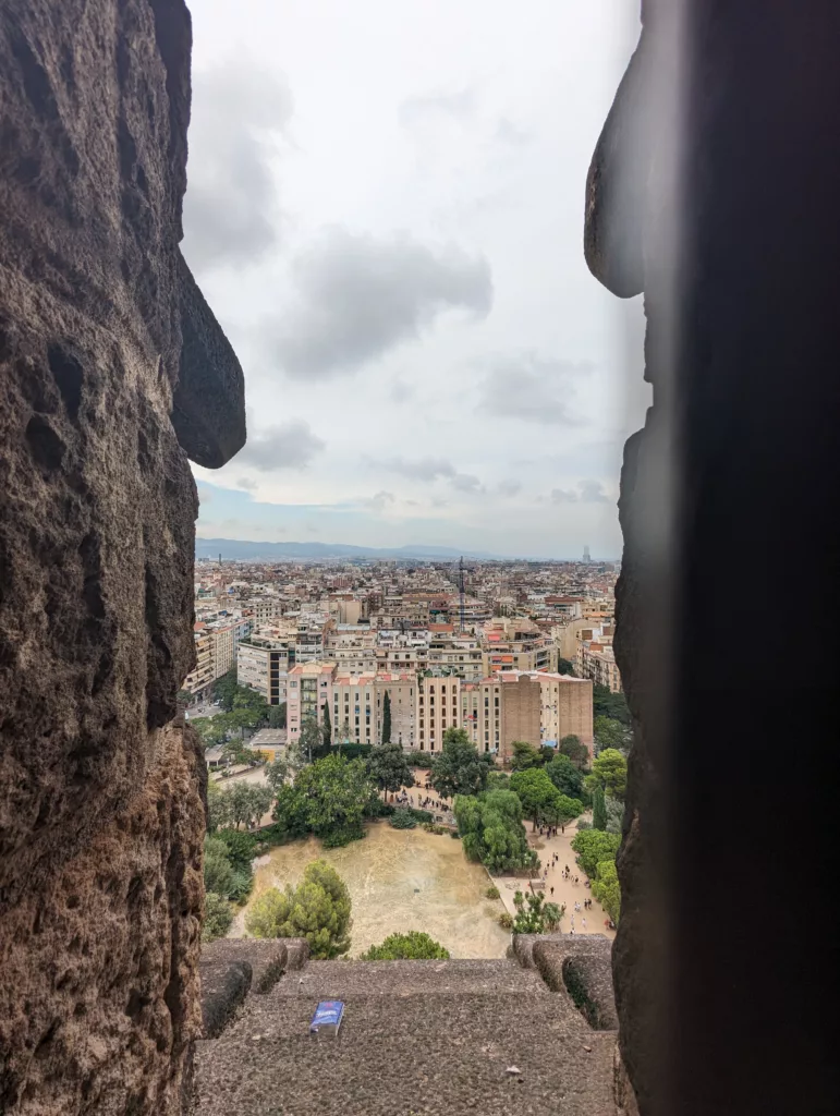 View of Barcelona from tower window