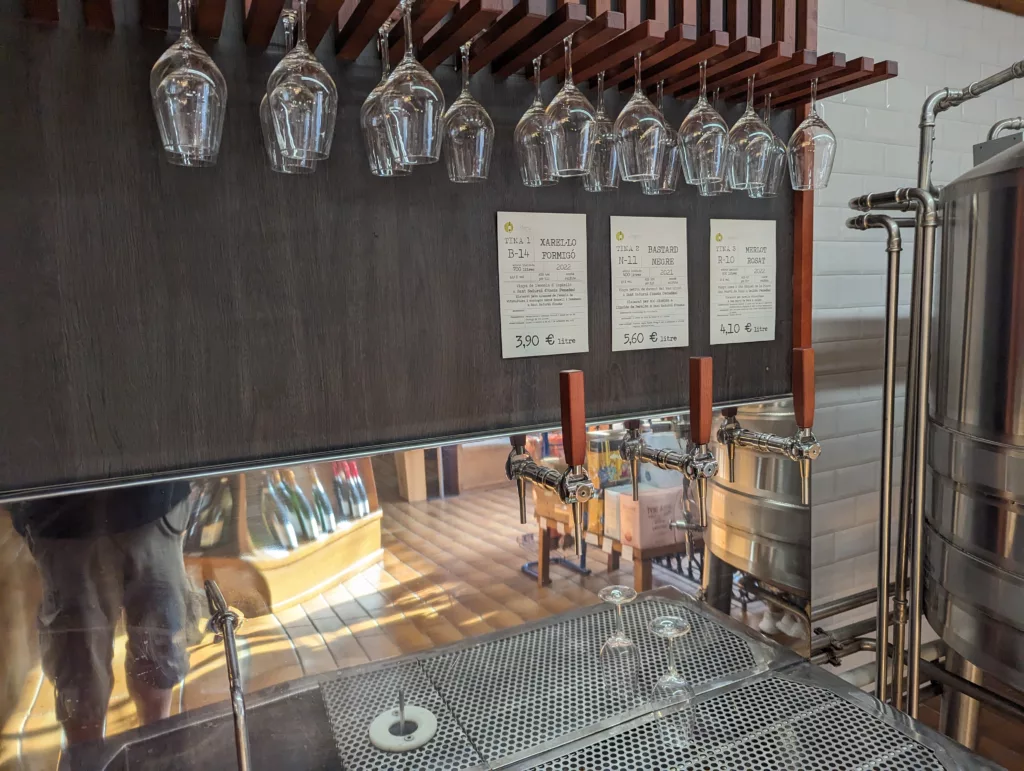 Wine taps in wall
