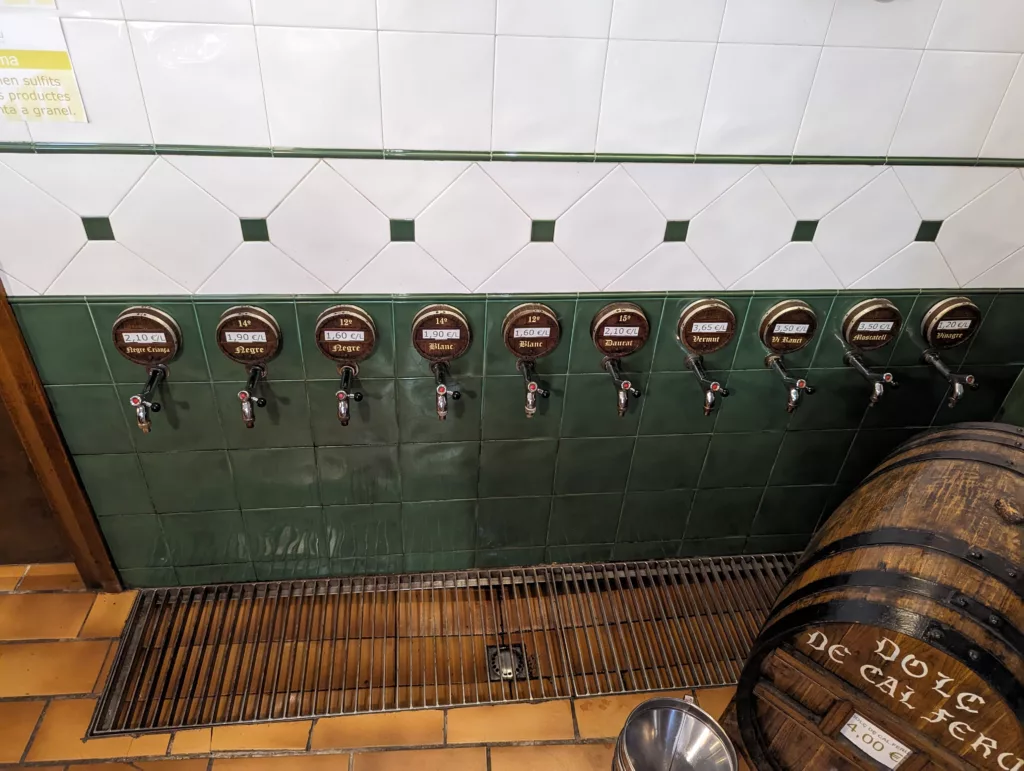 Wine taps in wall