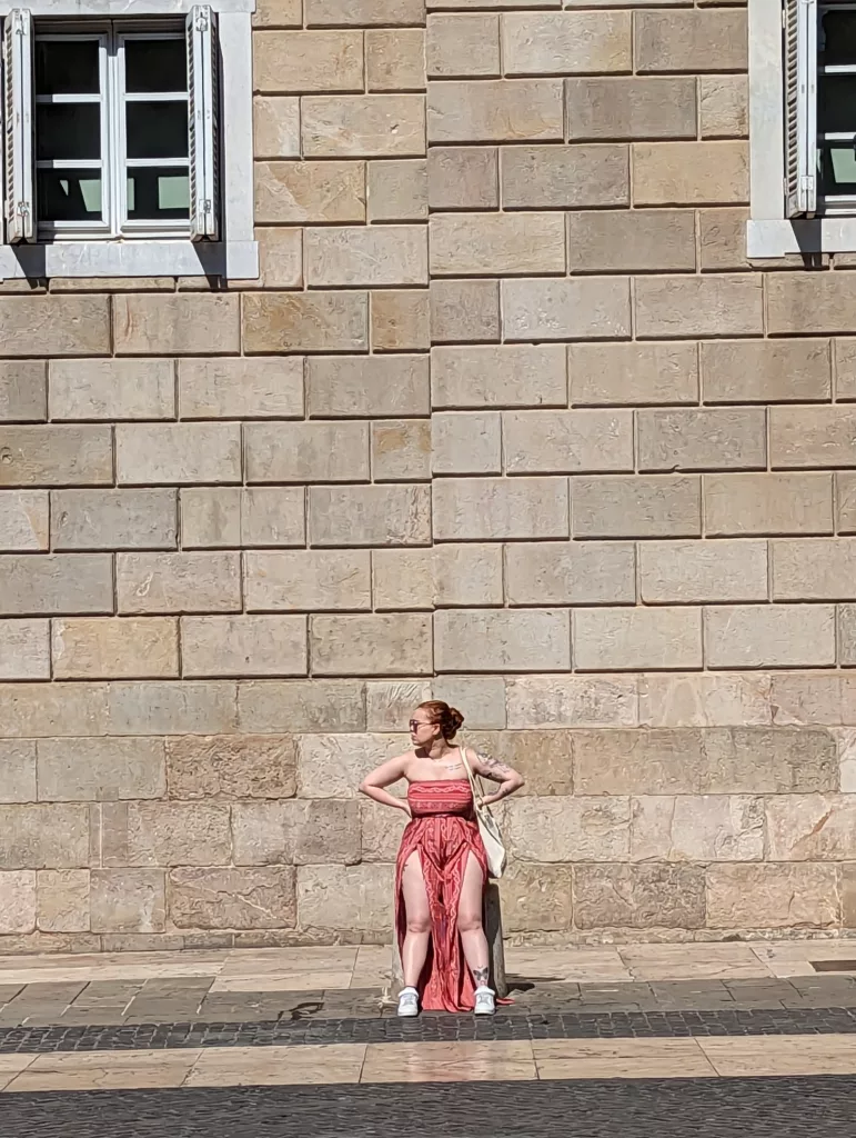 Lady in square in Barcelona