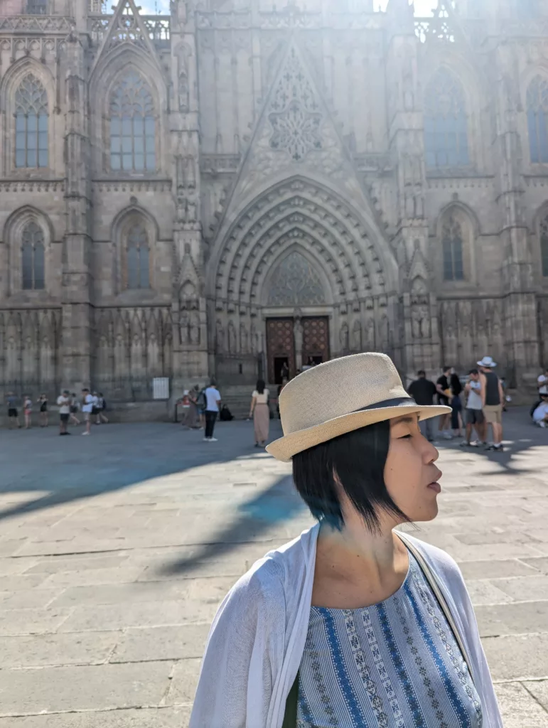 Sachie in front of cathedral 