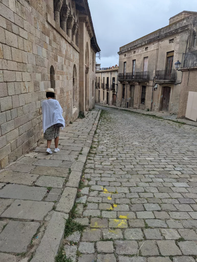 Sachie walking down the road