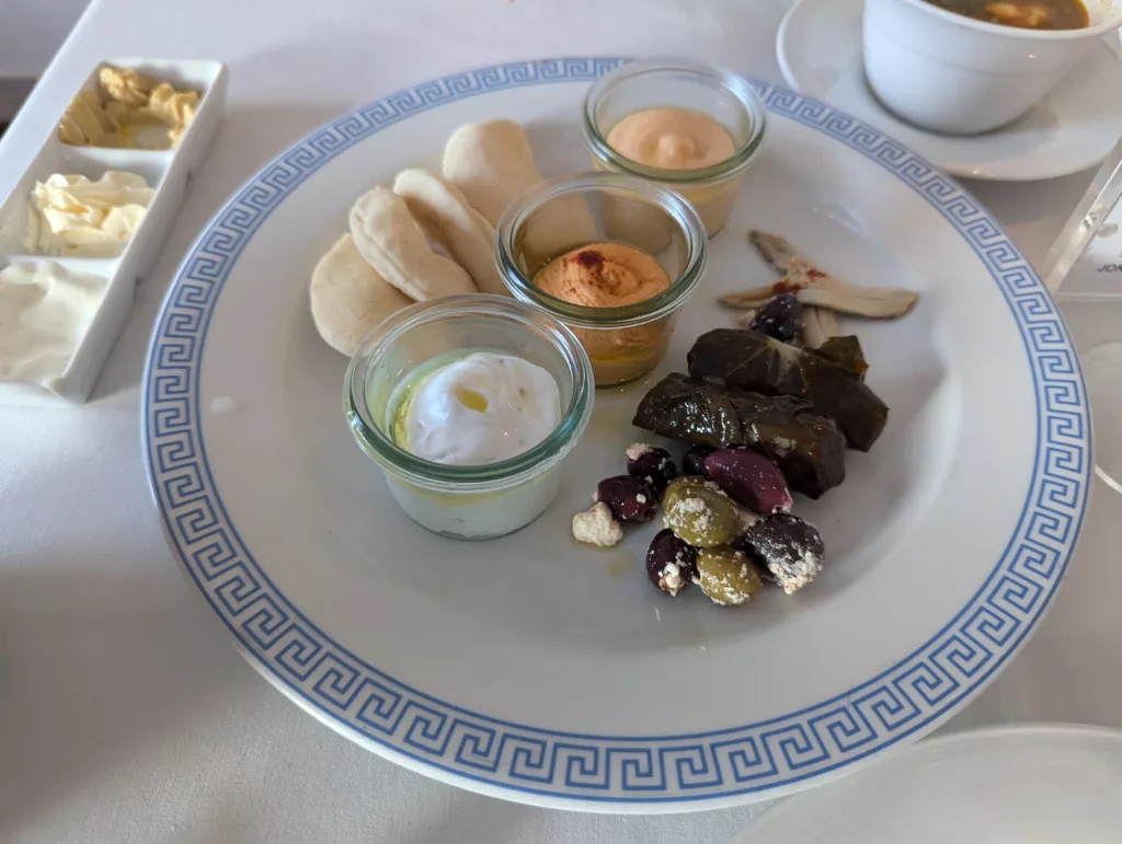 Dips and vine-leaf wraps