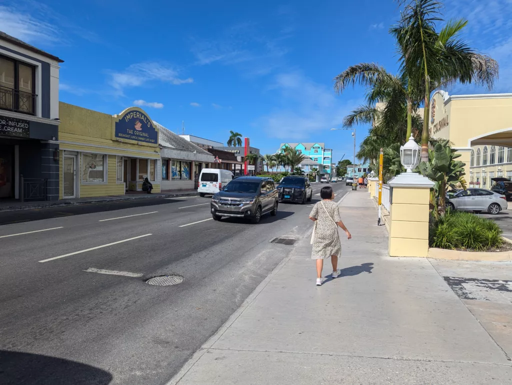 Sachie walking up the road