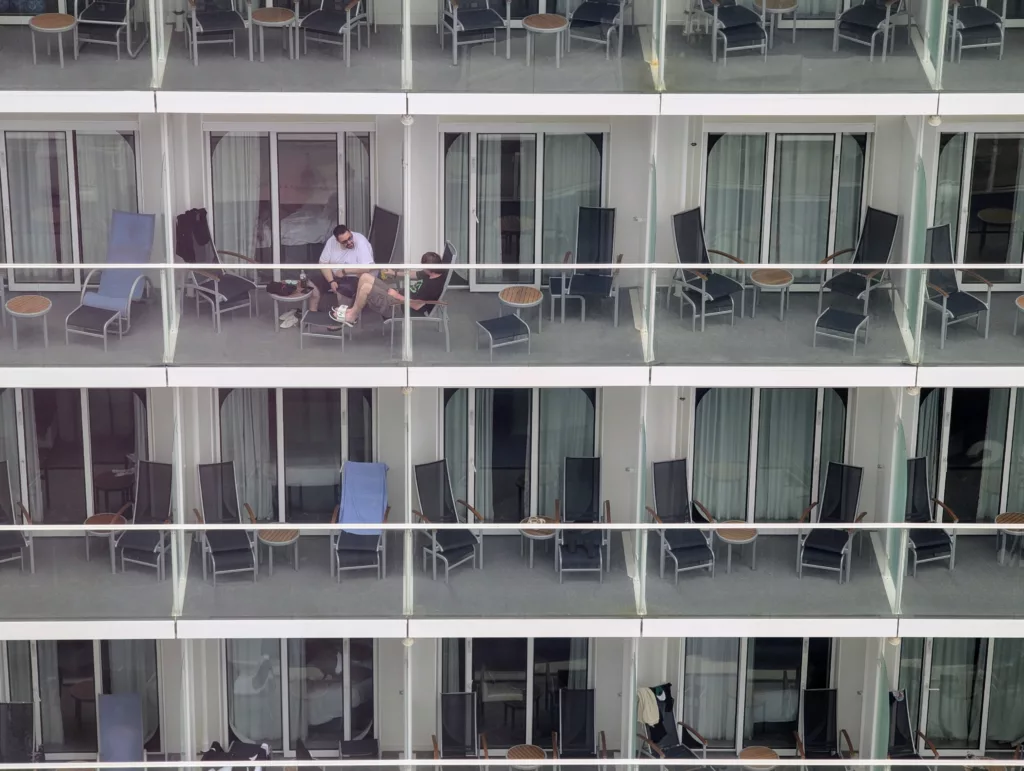Close view of neighbouring ship's balconies