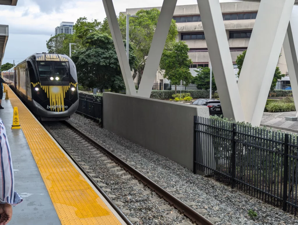 Train arriving at station