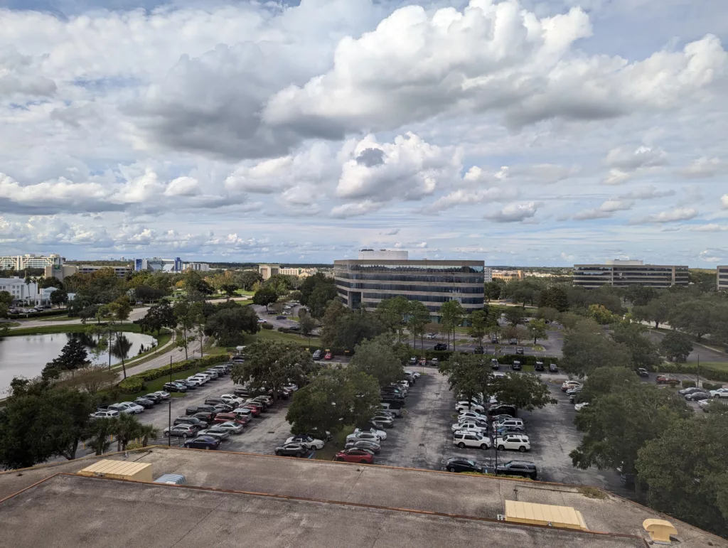View of the carpark from the hotel room