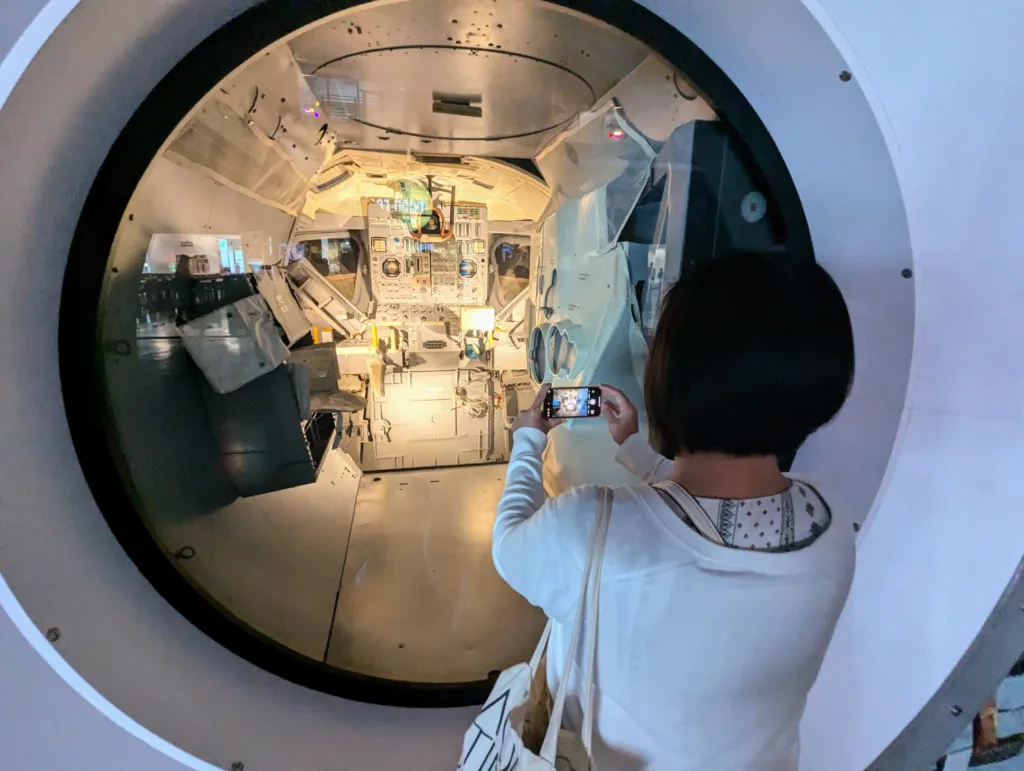 Sachie photographing lunar lander interior