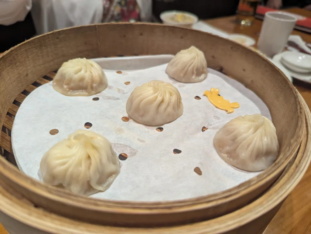 Soup dumpling in steamer